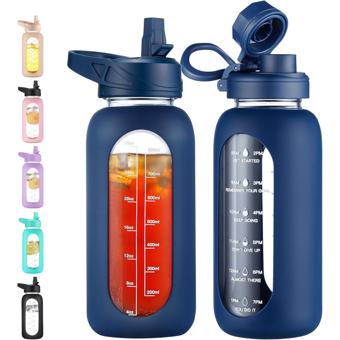 HydroGlow - Motivational Glass Water Bottle 900ml