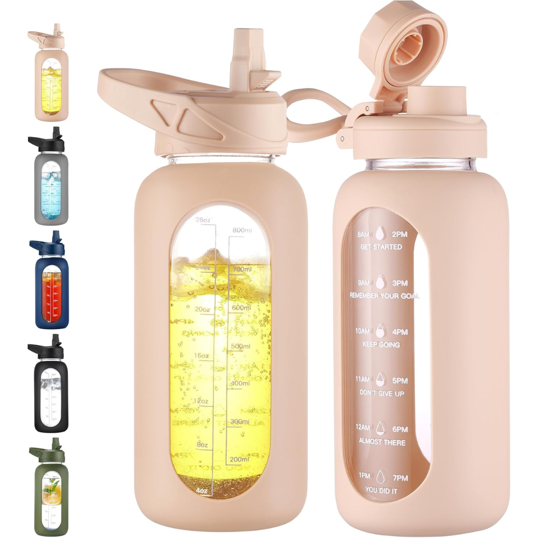 HydroGlow - Motivational Glass Water Bottle 900ml