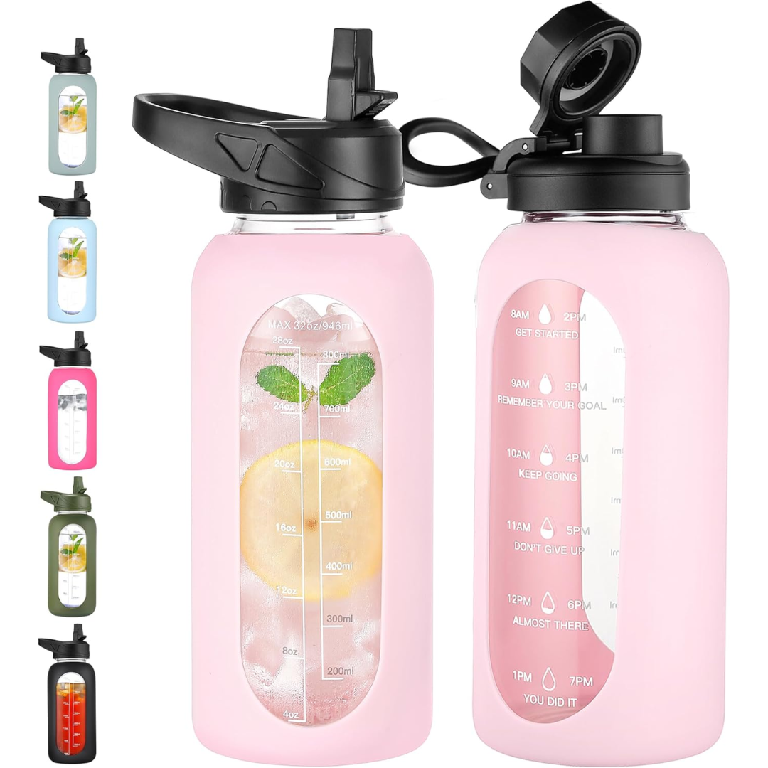 HydroGlow - Motivational Glass Water Bottle 900ml