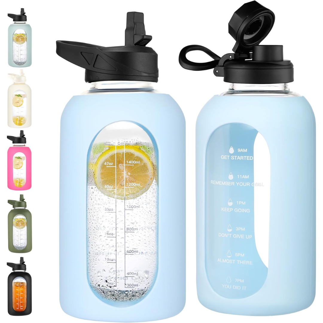 HydroGlow - Motivational Glass Water Bottle 900ml