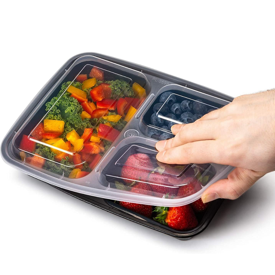 PrepMaster - 3-Compartment Bento Boxes (20-Pack)