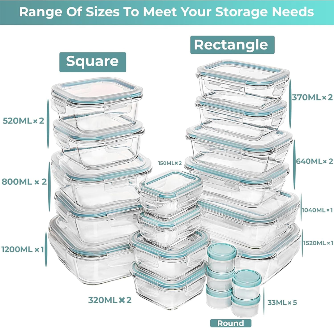 GlassSafe - 35-Piece Airtight Glass Storage Set