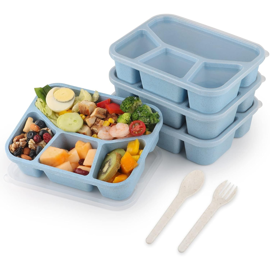 BentoBox Snack Box Set - 4 Reusable Meal Prep Containers with Compartments