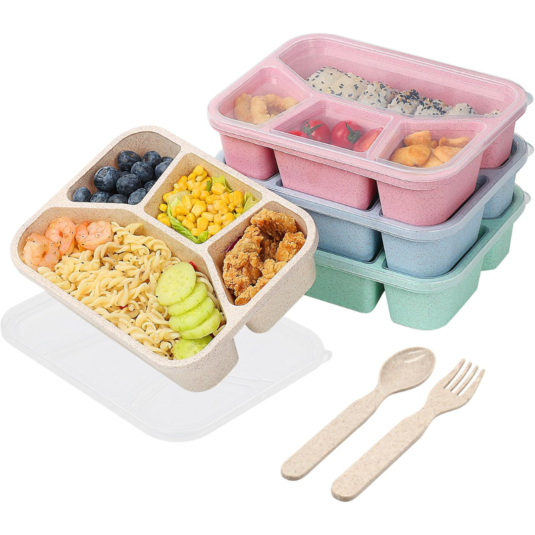 BentoBox Snack Box Set - 4 Reusable Meal Prep Containers with Compartments