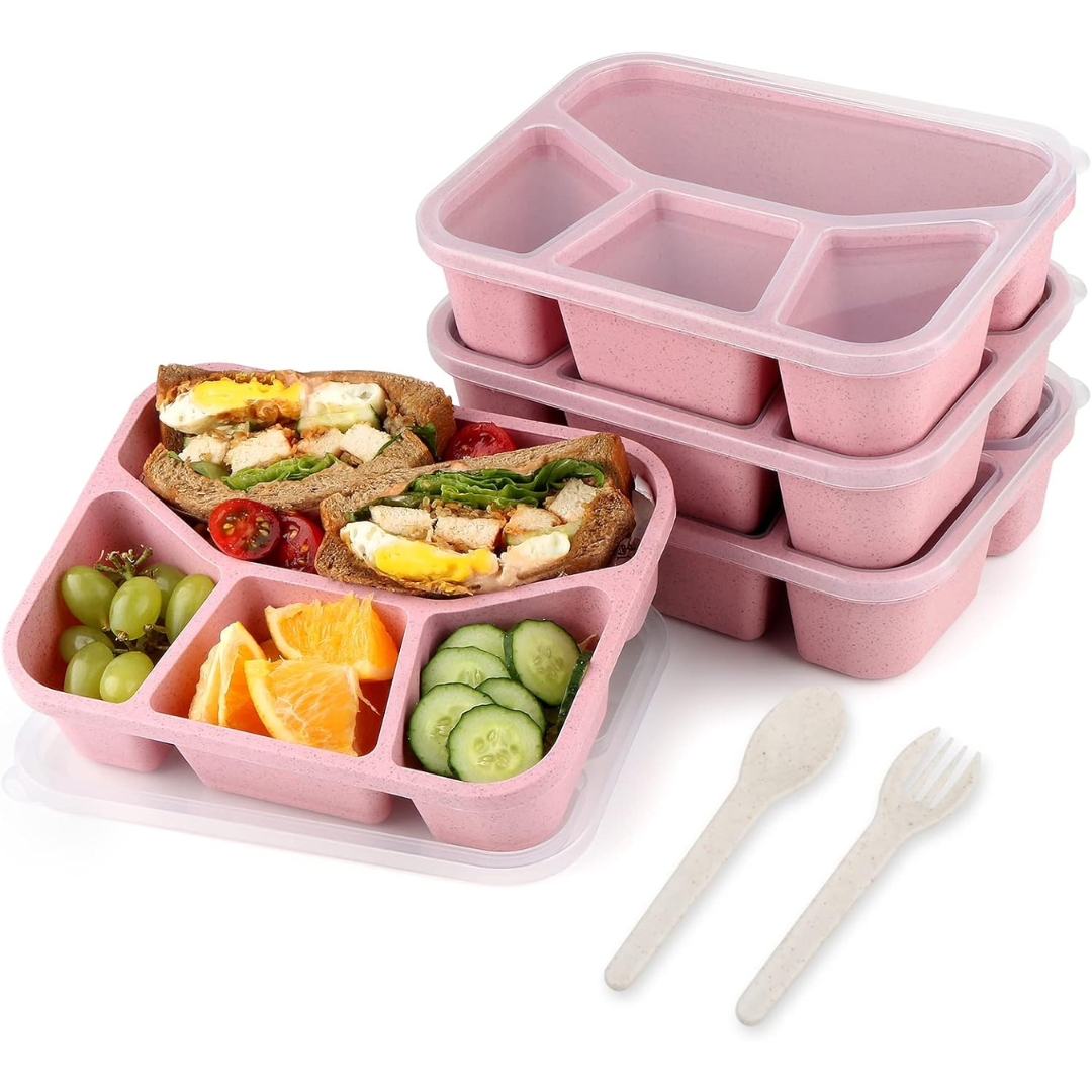 BentoBox Snack Box Set - 4 Reusable Meal Prep Containers with Compartments