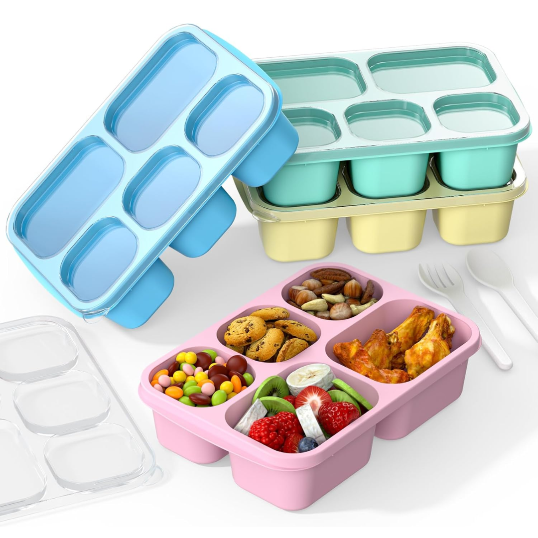 BentoBox Stylish Meal Container Set - 4-Piece Leakproof Bento Boxes with 5 Compartments