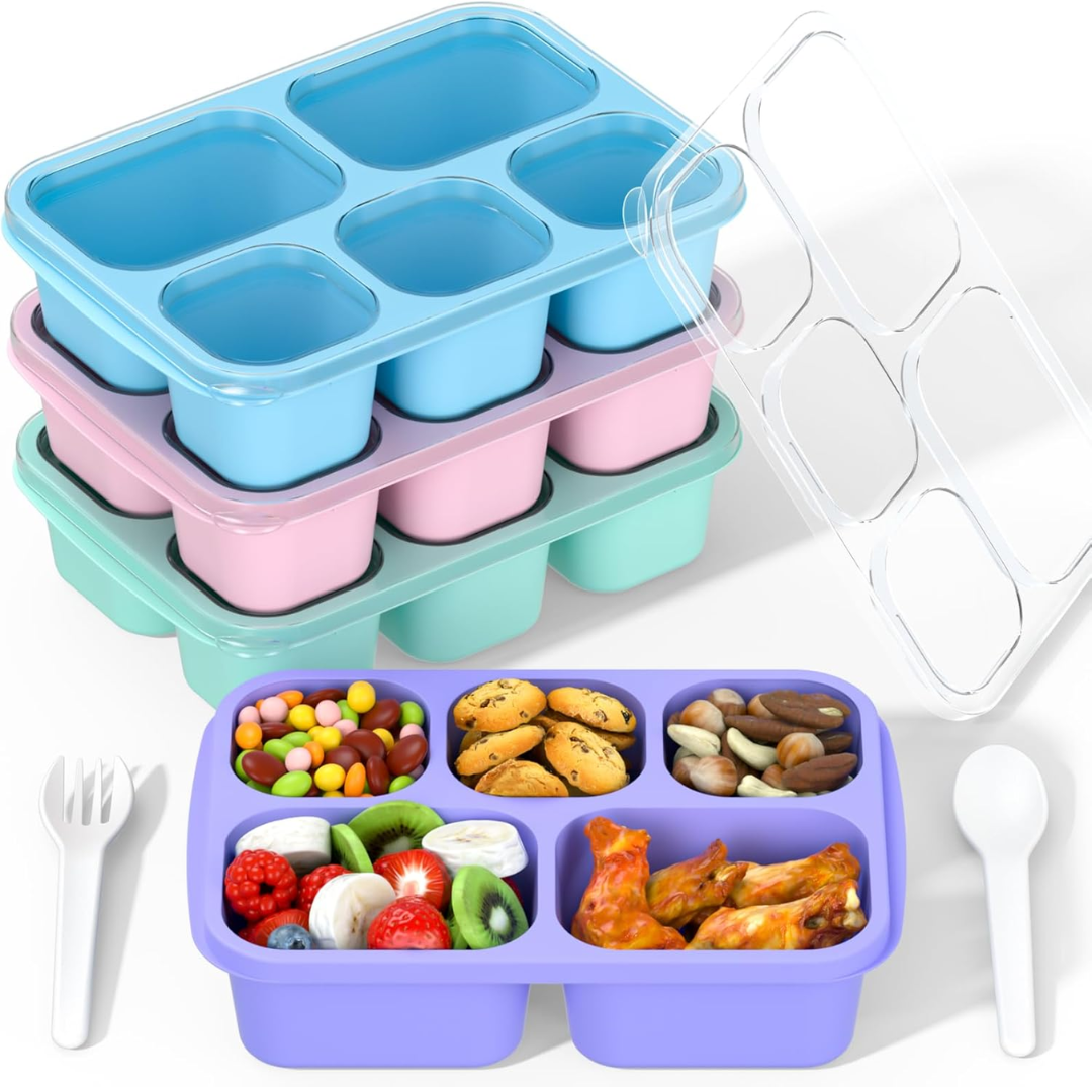 BentoBox Stylish Meal Container Set - 4-Piece Leakproof Bento Boxes with 5 Compartments