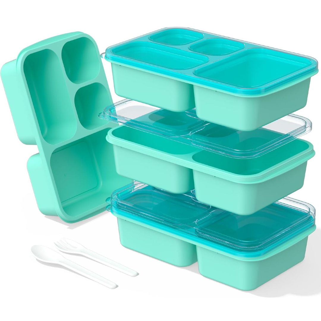 BentoBox Stylish Meal Container Set - 4-Piece Leakproof Bento Boxes with 5 Compartments