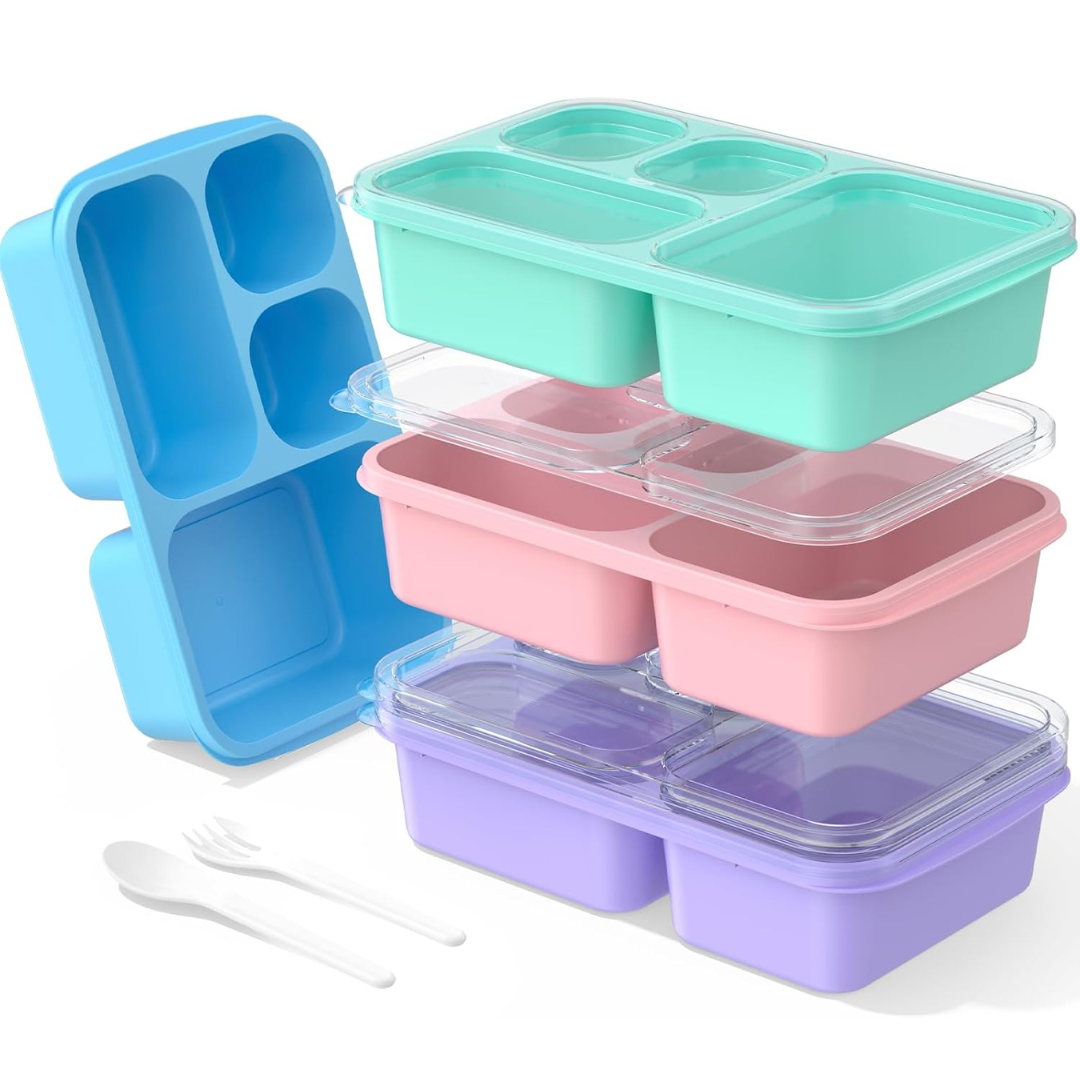 BentoBox Stylish Meal Container Set - 4-Piece Leakproof Bento Boxes with 5 Compartments