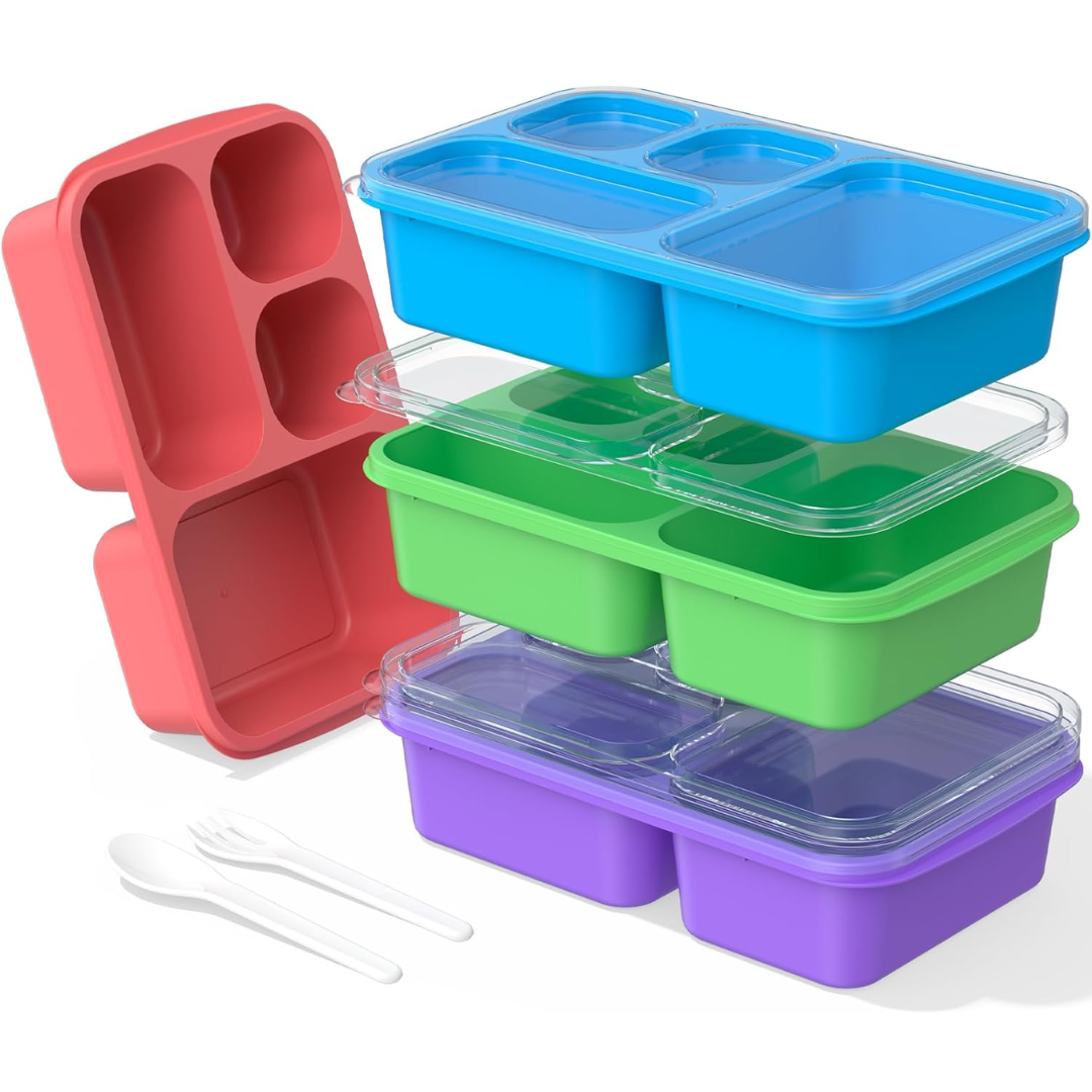 BentoBox Stylish Meal Container Set - 4-Piece Leakproof Bento Boxes with 5 Compartments