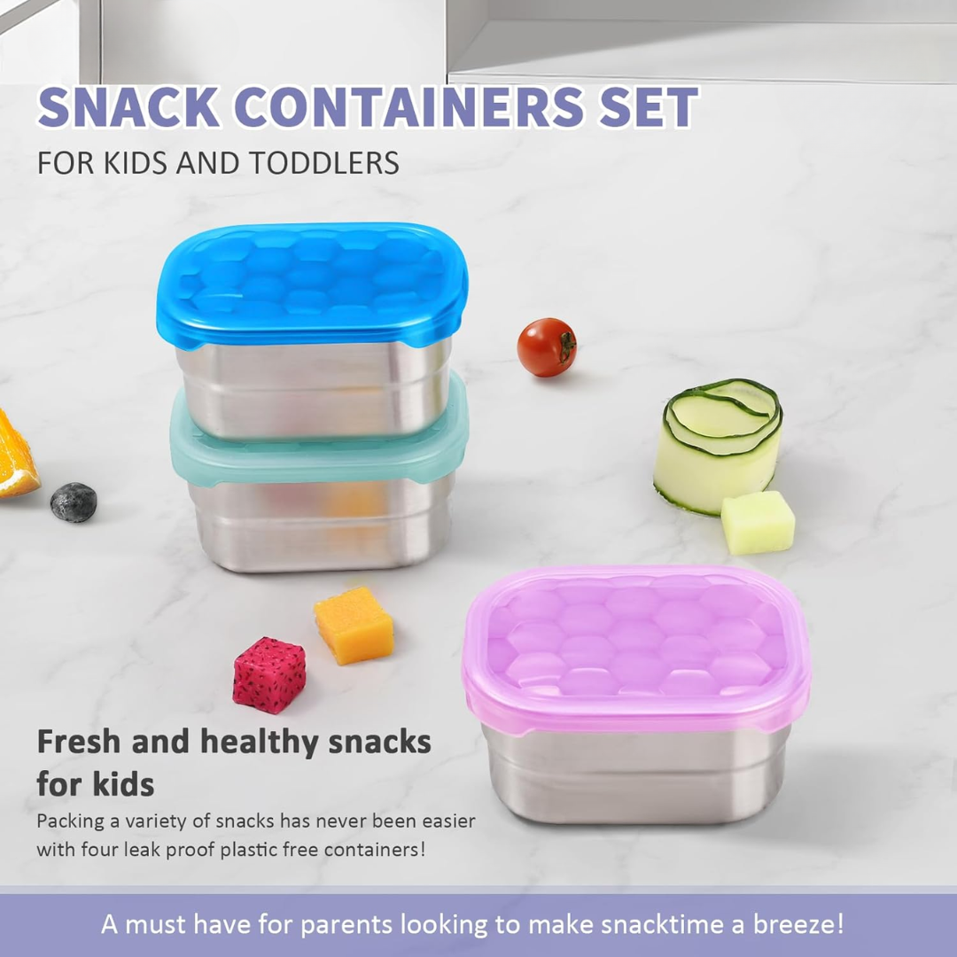 SnackGuard - Stainless Steel Snack Containers with Silicone Lids