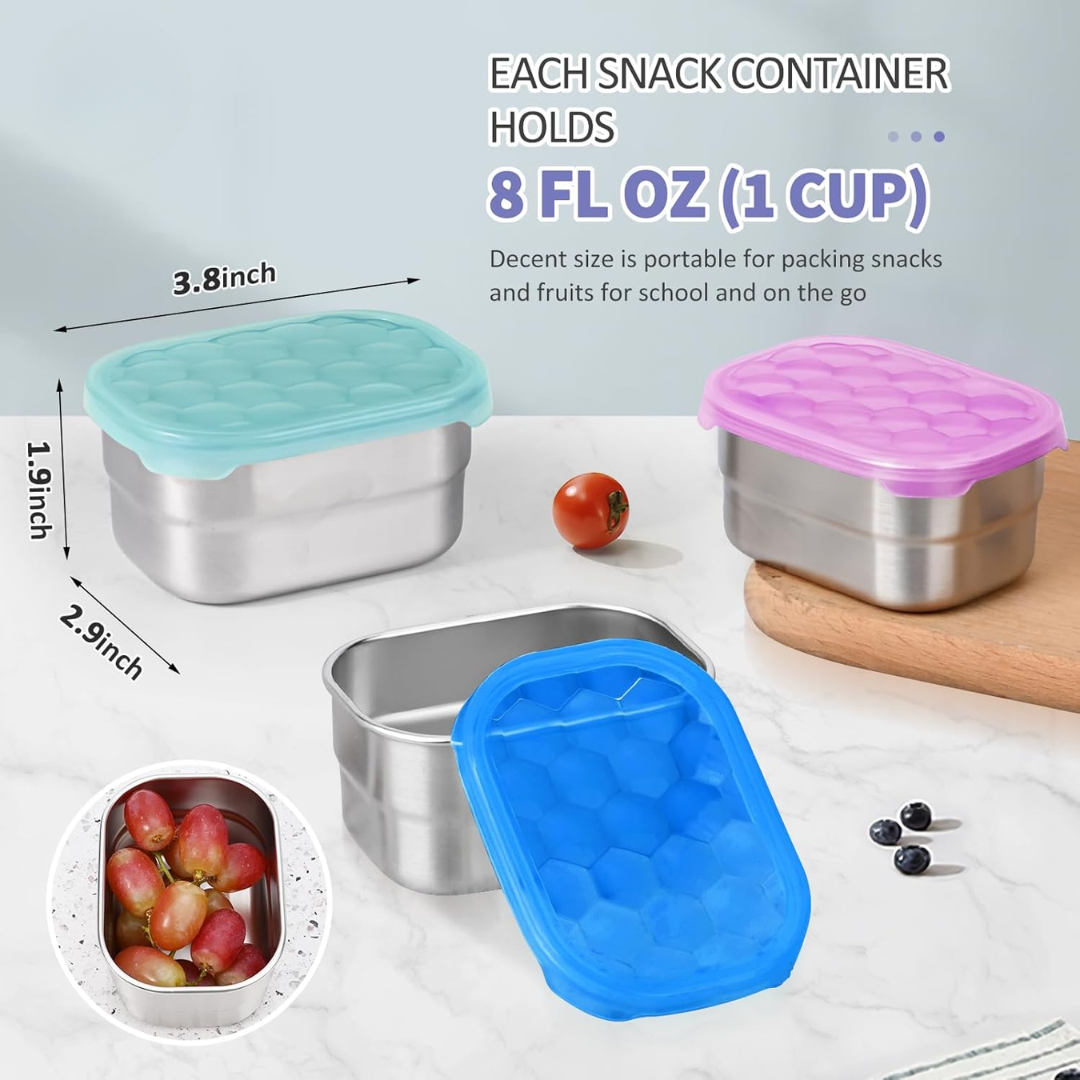 SnackGuard - Stainless Steel Snack Containers with Silicone Lids