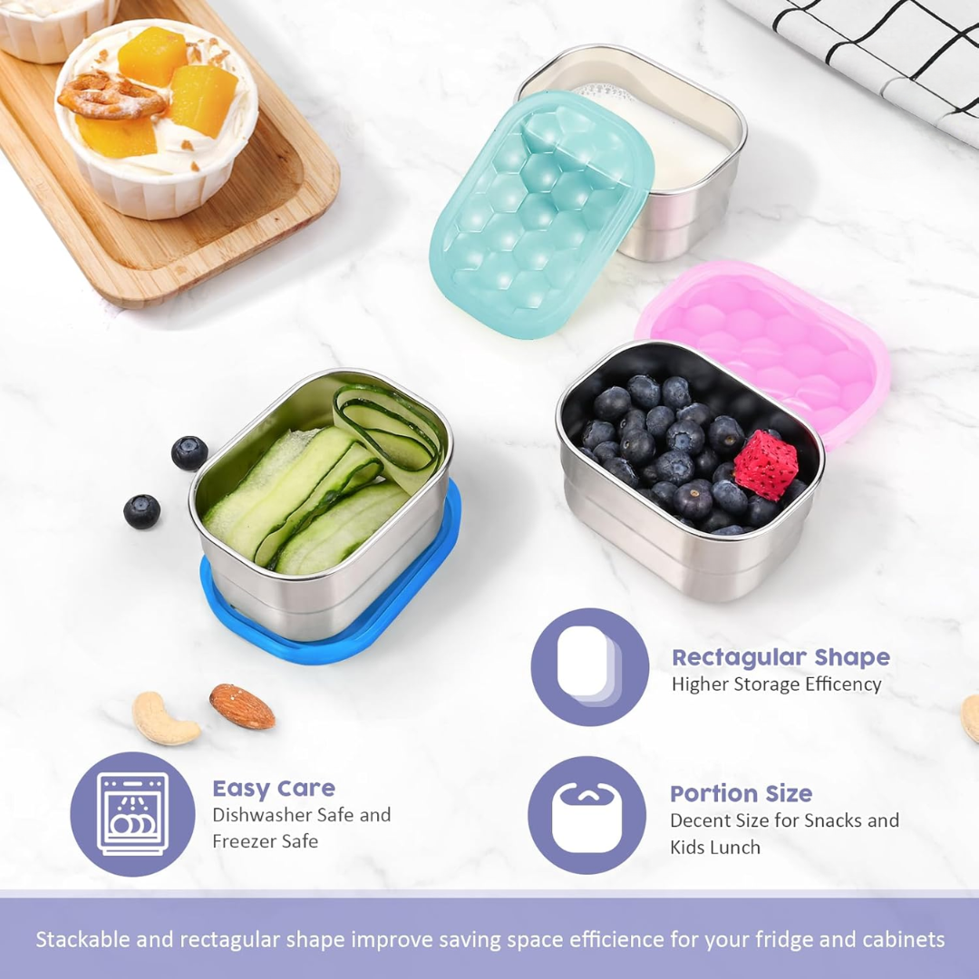 SnackGuard - Stainless Steel Snack Containers with Silicone Lids