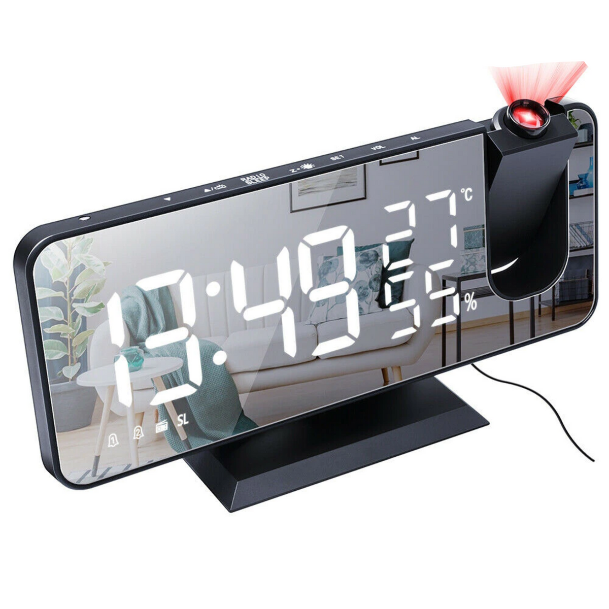 Astronatic - LED Projector Alarm Clock with USB Charging