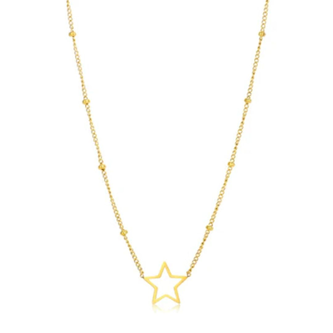 StarGlow Necklace - Timeless Gold Open Star Pendant