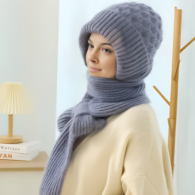 CozyWind Beanie & Scarf Set - Warm Winter Accessory for Women