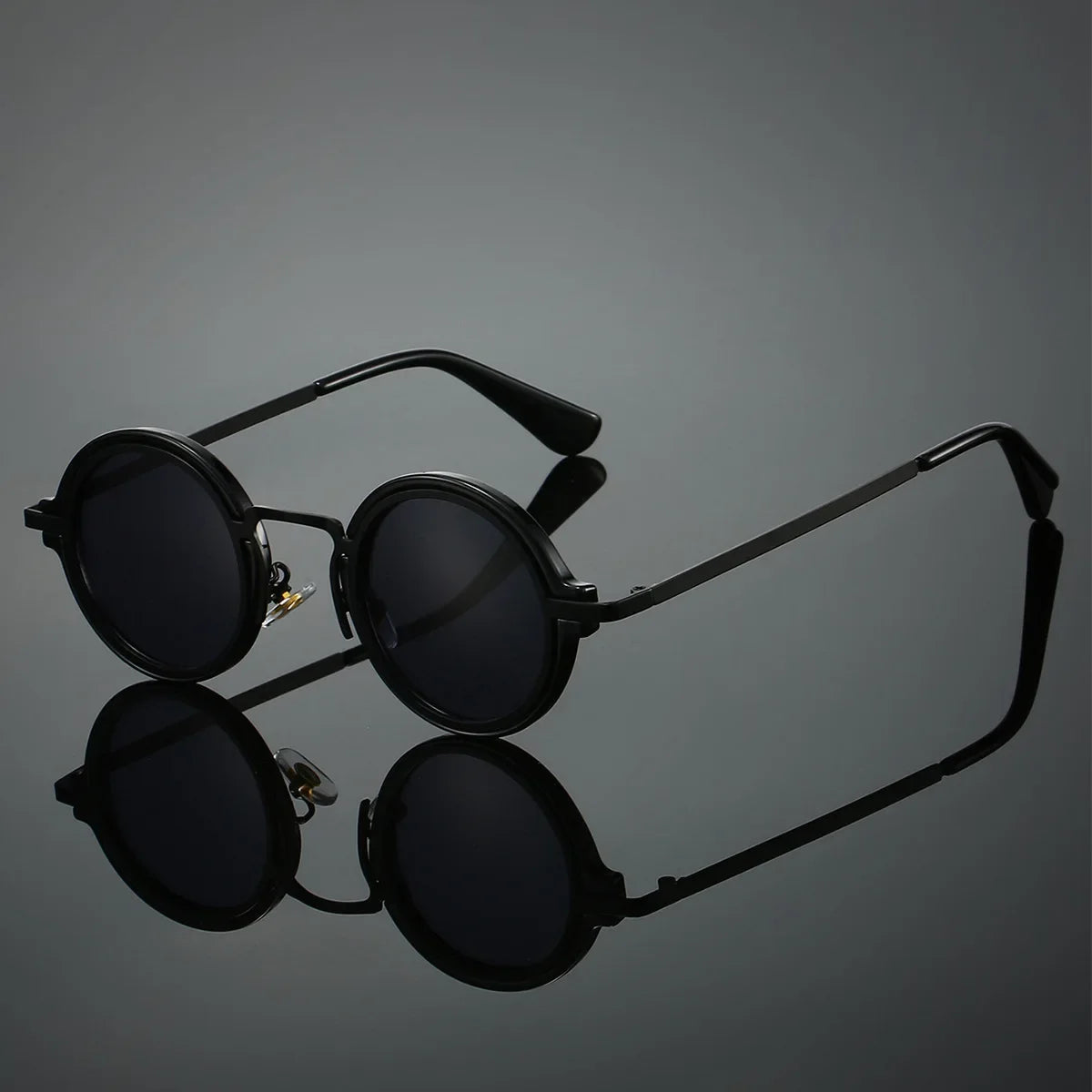 Vintage-Inspired Circular Sunglasses - Durable Metal Frame with Anti-Glare Lenses for Timeless Style 1