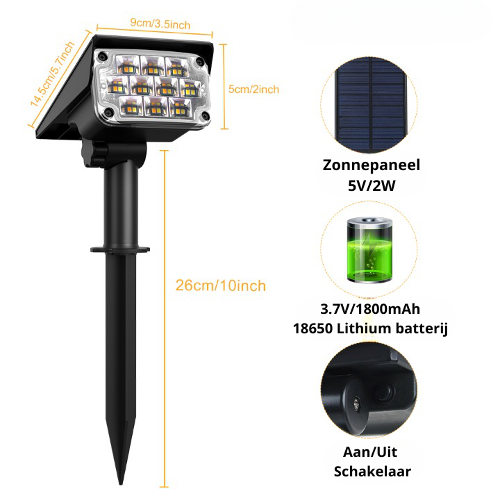 Solar Garden Spotlights - Wireless Outdoor Lights