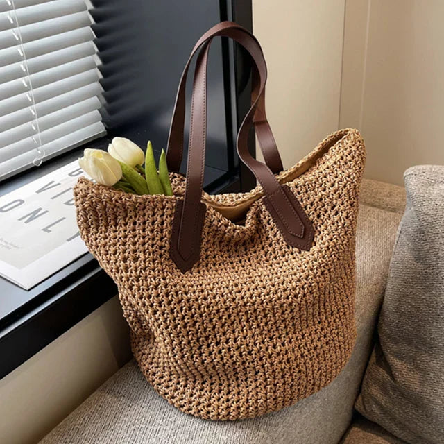 SunWeave Bag - Woven Bohemian Straw Shoulder Bag