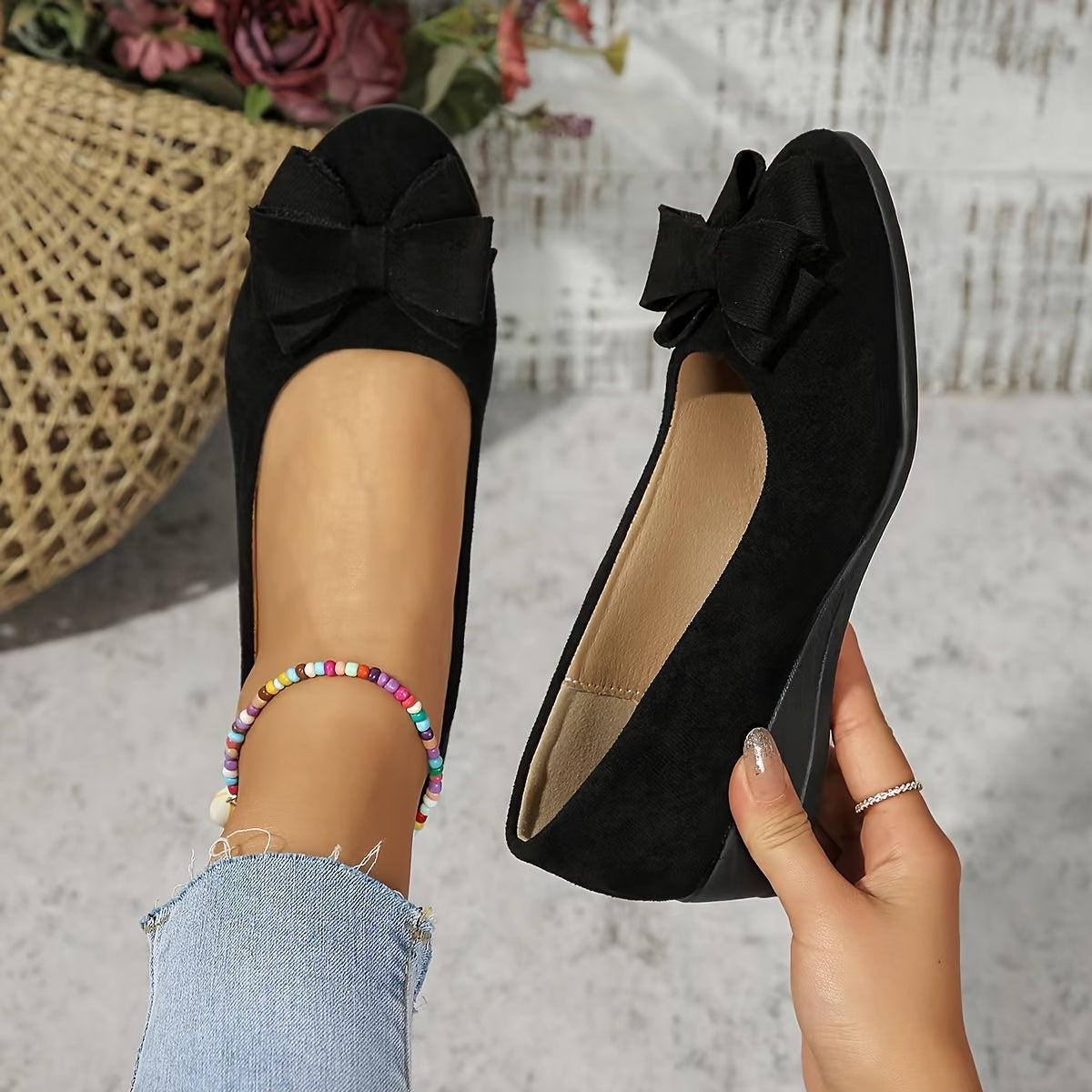 Women's Black Ballet Flats - Elegant Orthopedic Supportive Footwear for Daily Comfort 0