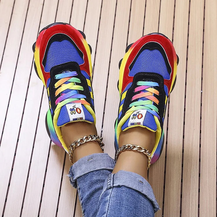 Women's Ergonomic Comfort Shoes - Vibrant Rainbow Design for All-Day Support 4