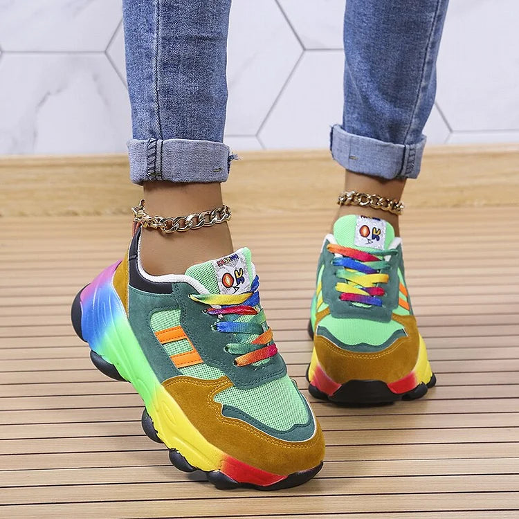 Women's Ergonomic Comfort Shoes - Vibrant Rainbow Design for All-Day Support 5