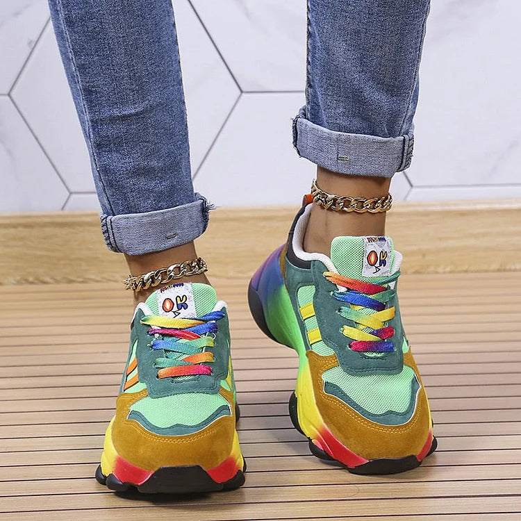 Women's Ergonomic Comfort Shoes - Vibrant Rainbow Design for All-Day Support 7