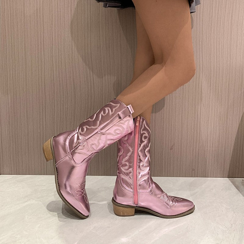 Women's Metallic Fashion Boots - Chic Stylish Footwear for Bold Fashion Statements 1