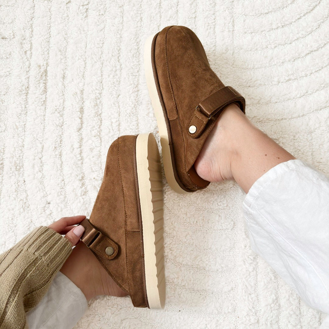 Women's Suede Platform Clogs - Cozy Slip-On Footwear for All-Day Comfort and Support 0