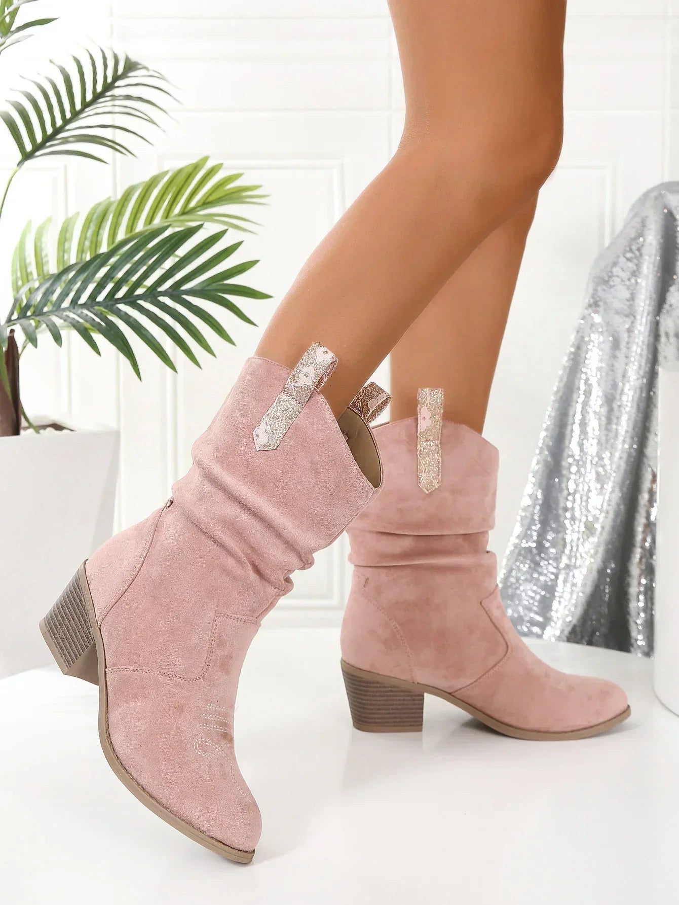 Women's Trendy Pink Boots - Stylish Slip-On Footwear for Everyday Elegance 2