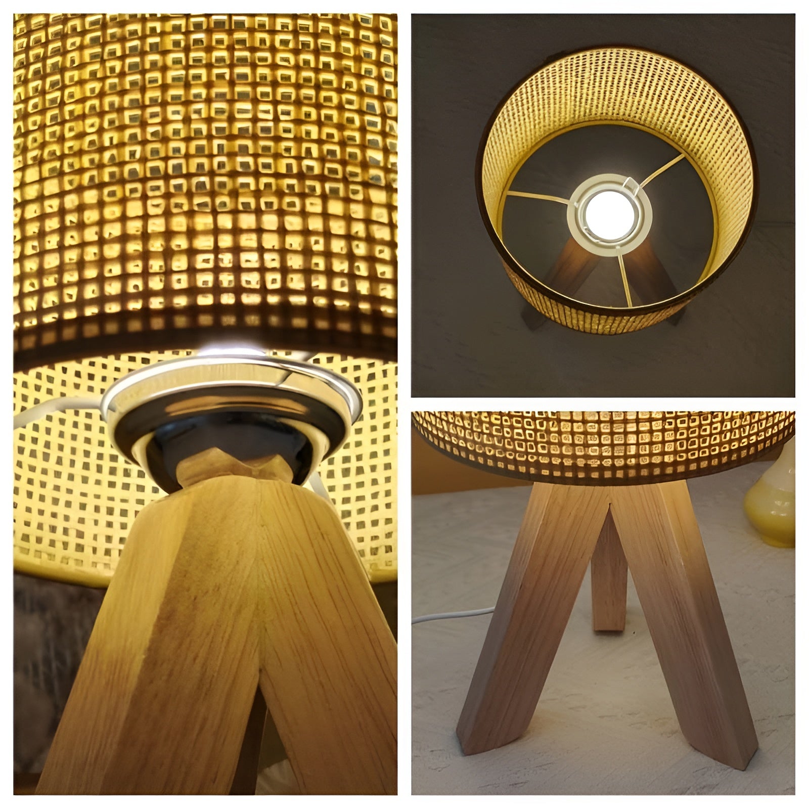 Rattan Tripod Table Lamp - Handmade USB LED Light