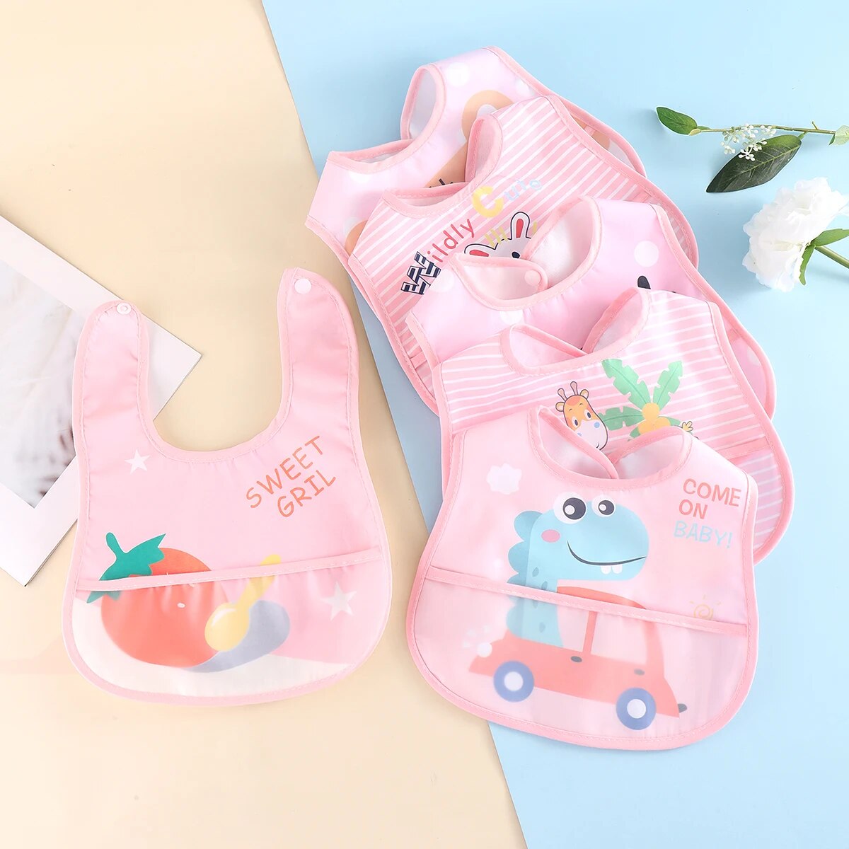 AquaGuard - Adjustable Baby Bibs (Set of 5)