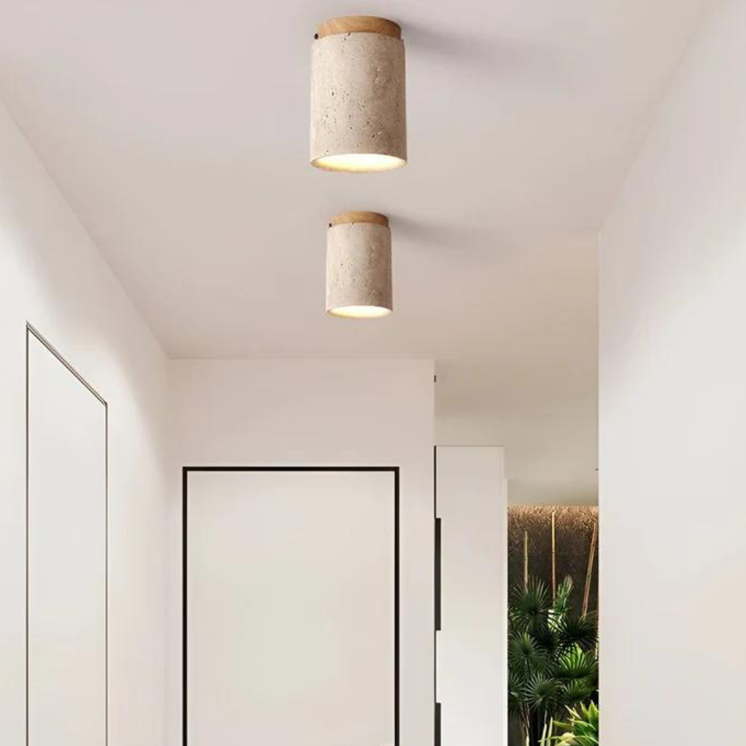ZenLight | LED Ceiling Light Fixture with Natural Travertine Design | Minimalist Flush Mount for Serene Ambience 3
