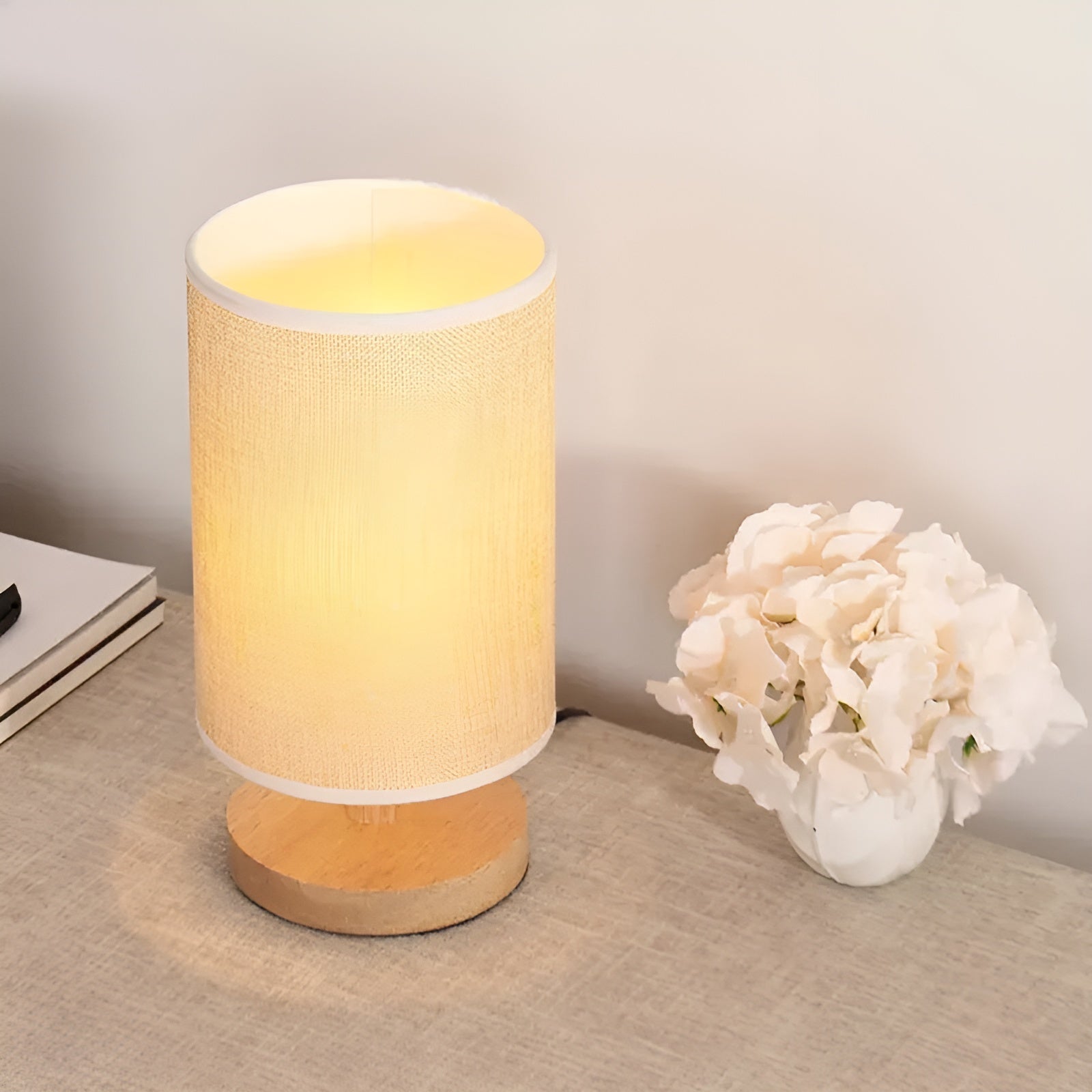 Wood USB Table Lamp - Elegant Bedroom Accent Light