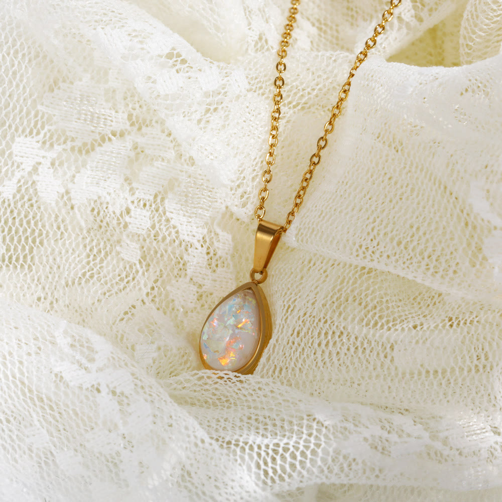 Eloise - 18K Natural Opal Drop Pendant Necklace for Women
