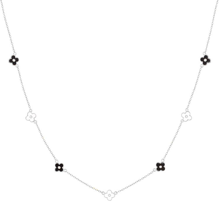 Lilliane Floral Pendant Necklace - Delicate Silver