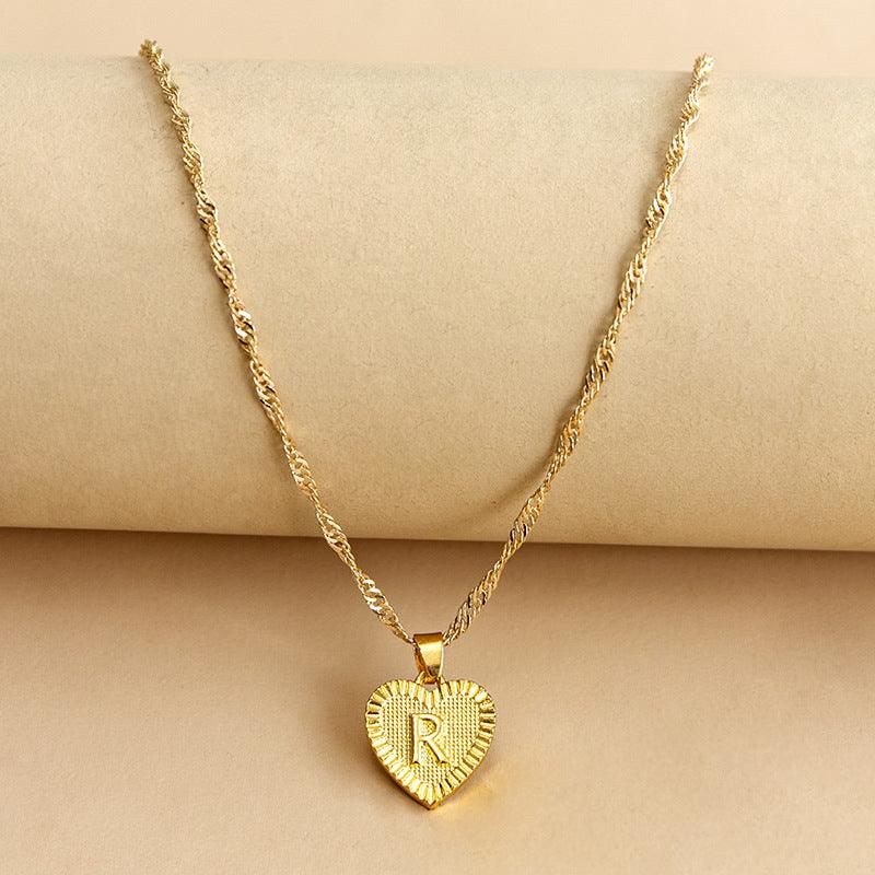 Amara - Gold Heart Initial Necklace for Women