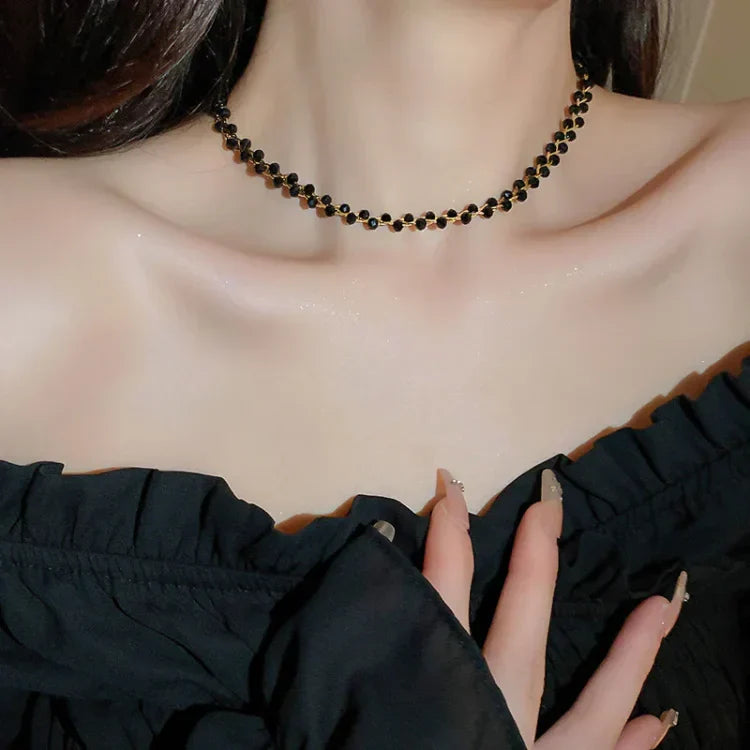Amira - Double Crystal and Pearl Necklace for Women