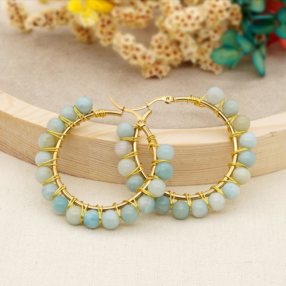 Sanne - Boho Natural Crystal Hoop Earrings for Women