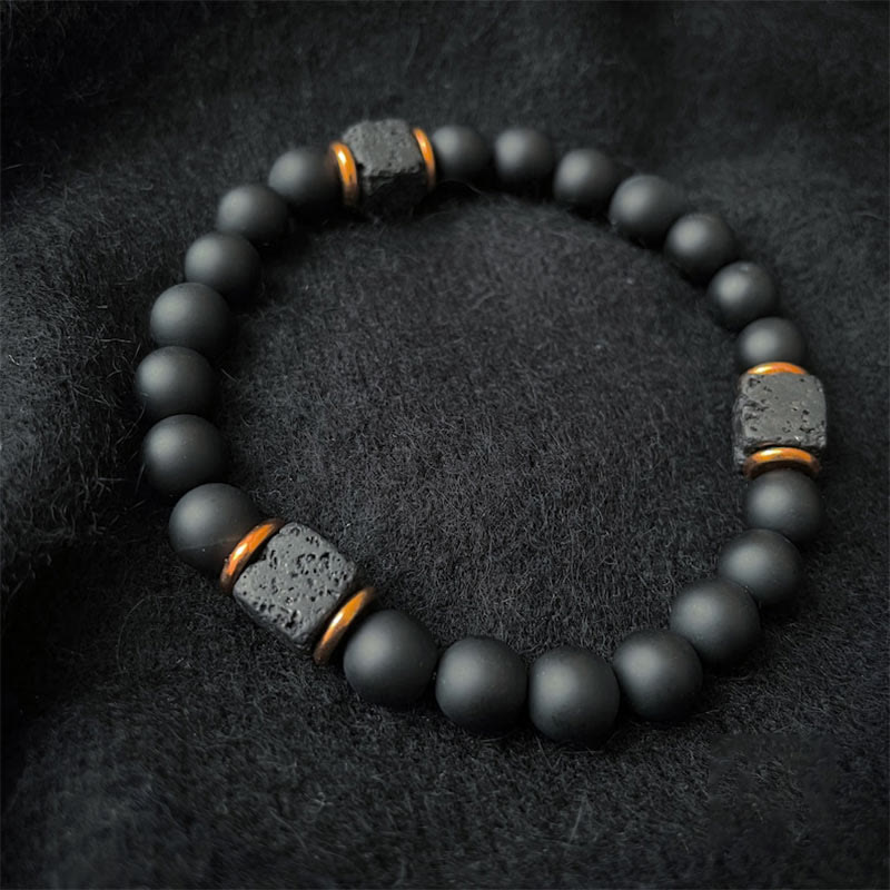 Aurelia - Matte Black Onyx and Lava Stone Bracelet