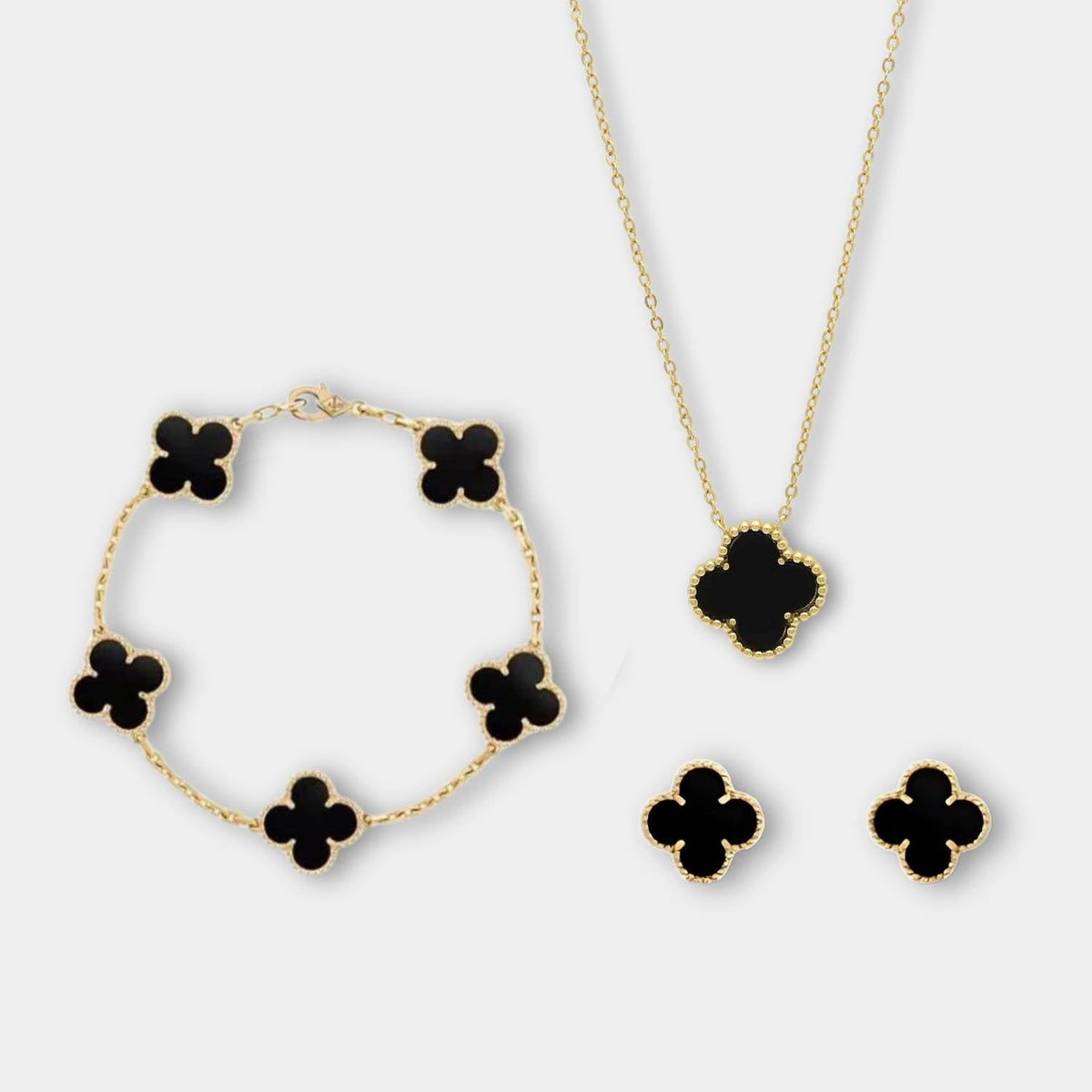 GoldenClove Jewellery Set – Clover Necklace Trio