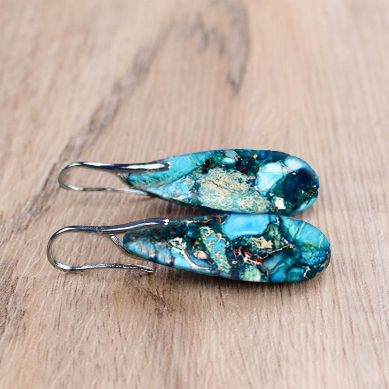 Teardrop Imperial Stone Earrings - Amara Natural Drop Earrings