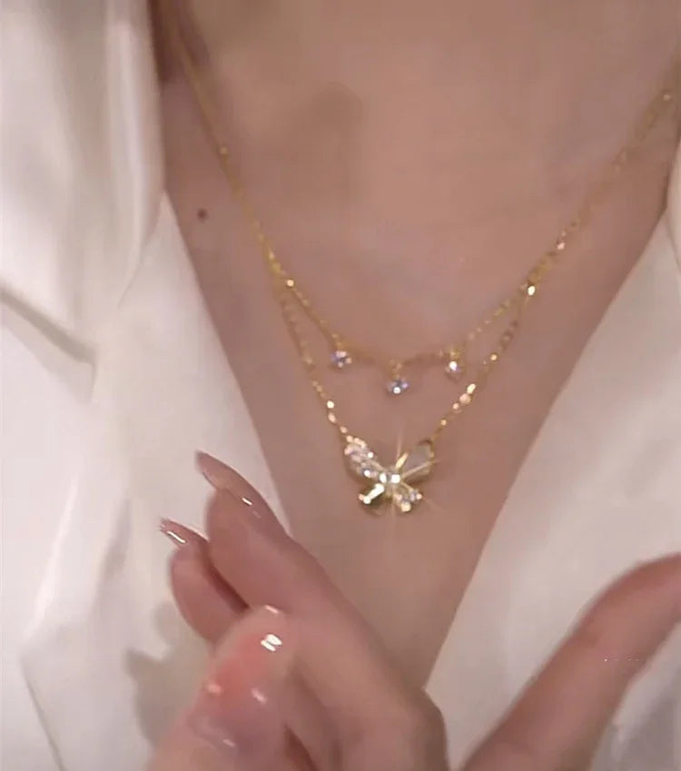 Elayna - Double-Layered Butterfly Necklace for Women