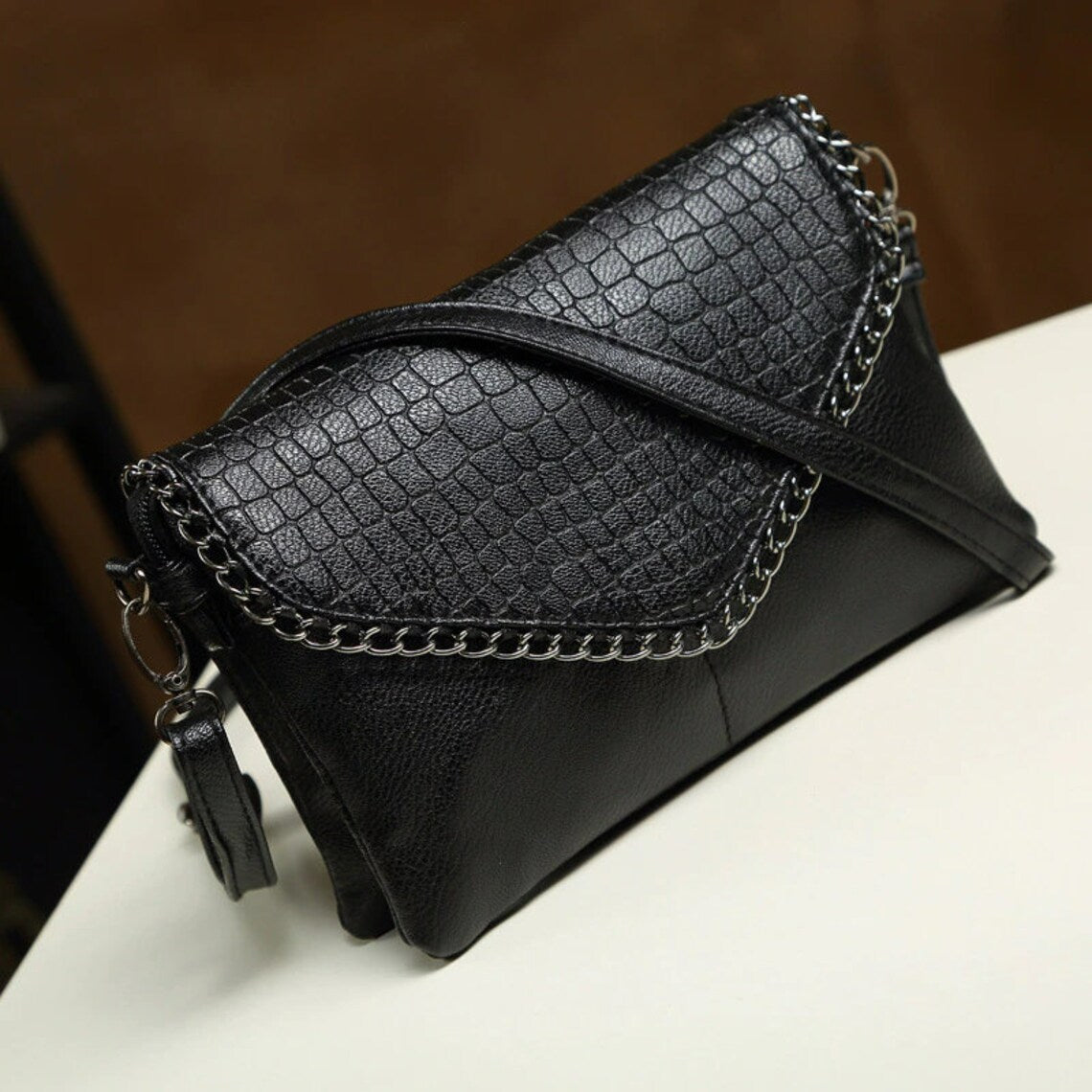 Alexa Clutch - Elegant Crocodile-Print Evening Bag