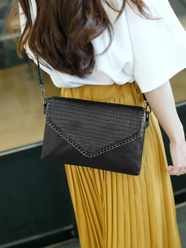 Alexa Clutch - Elegant Crocodile-Print Evening Bag