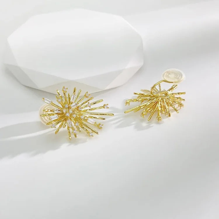 Livia - Golden Zirconia Firework Earrings for Women