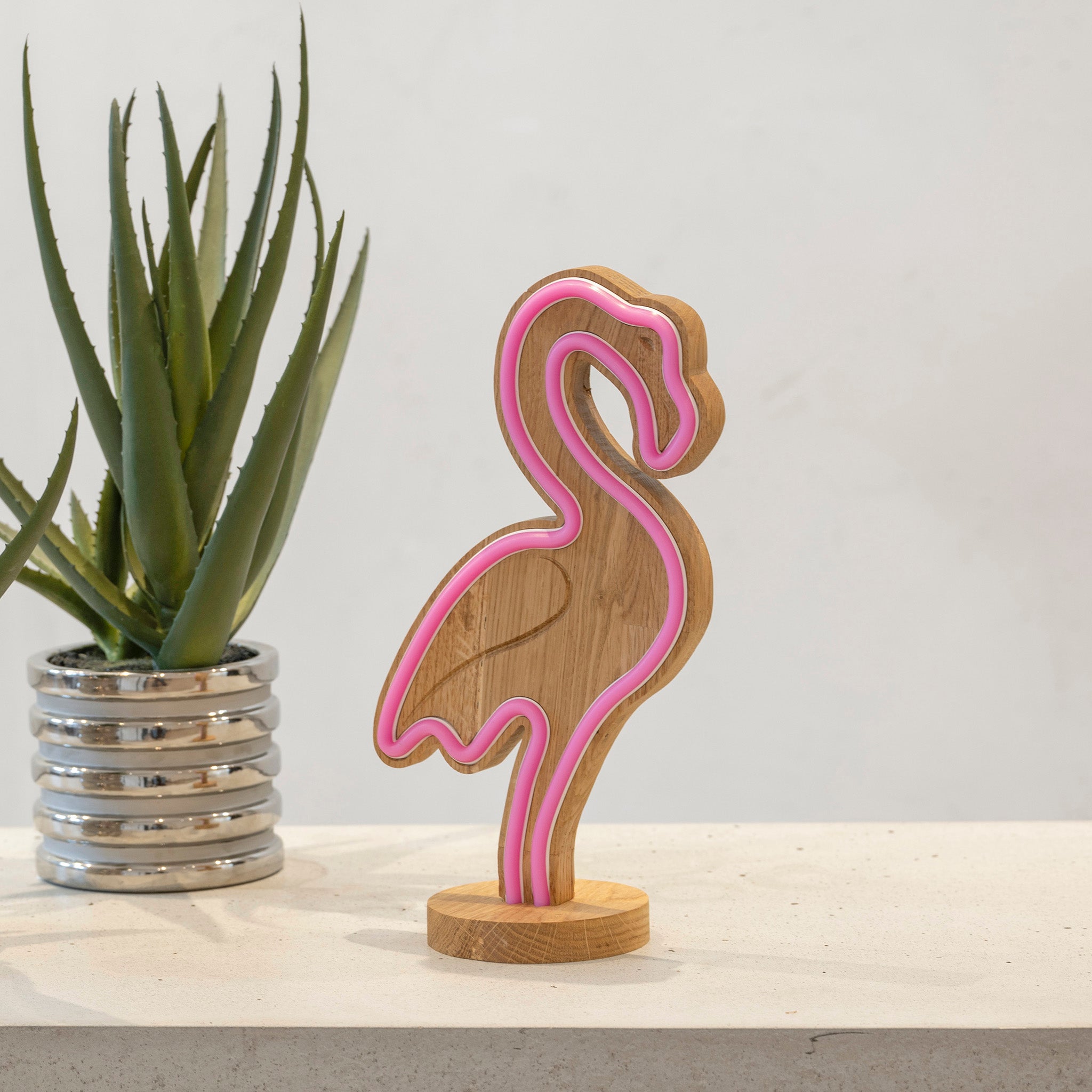 TropicalGlow - Wooden Neon Lamp with Remote