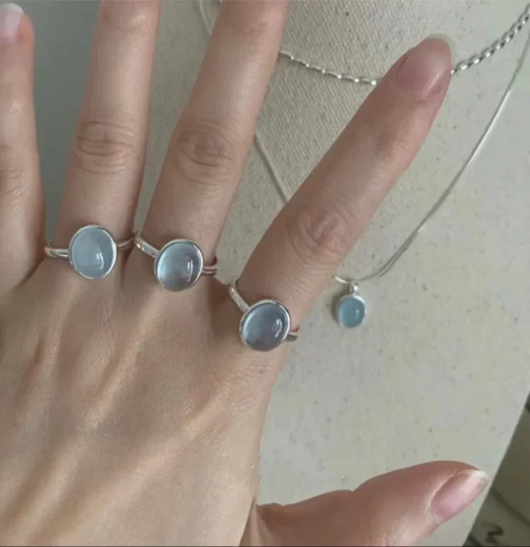 Nerida - Aquamarine Silver Ring for Women