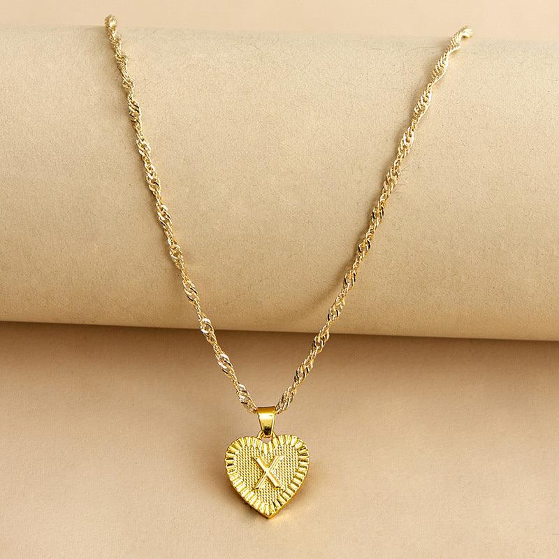 Amara - Gold Heart Initial Necklace for Women
