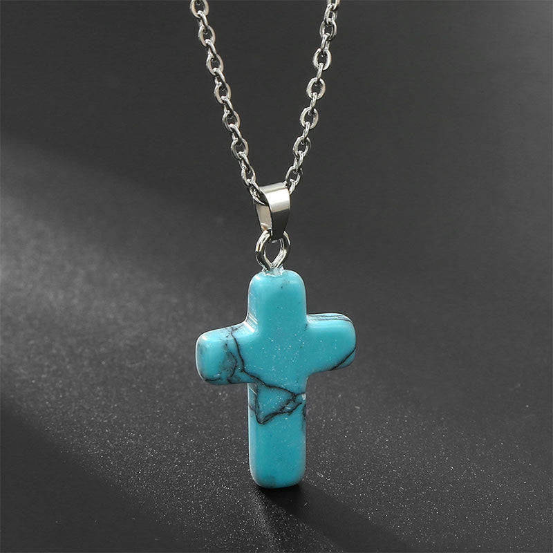 Seraphina - Natural Gemstone Cross Necklace for Women